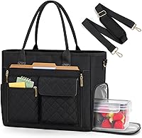 RAINSMORE Teacher Tote Bag: Insulated Lunch Compartment, 15.6" Laptop Sleeve, Lightweight Nurse Work Bag for Women - 15+ Pockets