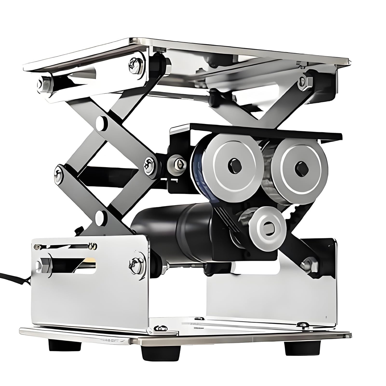 Table de laboratoire réglable en acier inoxydable avec support for échantillons, petite plateforme élévatrice à ciseaux for laboratoire, support de levage électrique,hauteur de 200 mm(200x200MM)