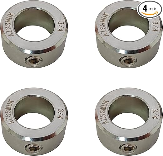 AZSSMUK 3/4" Bore Stainless Steel Axle Shaft Collars w/Set Screw,4-piece