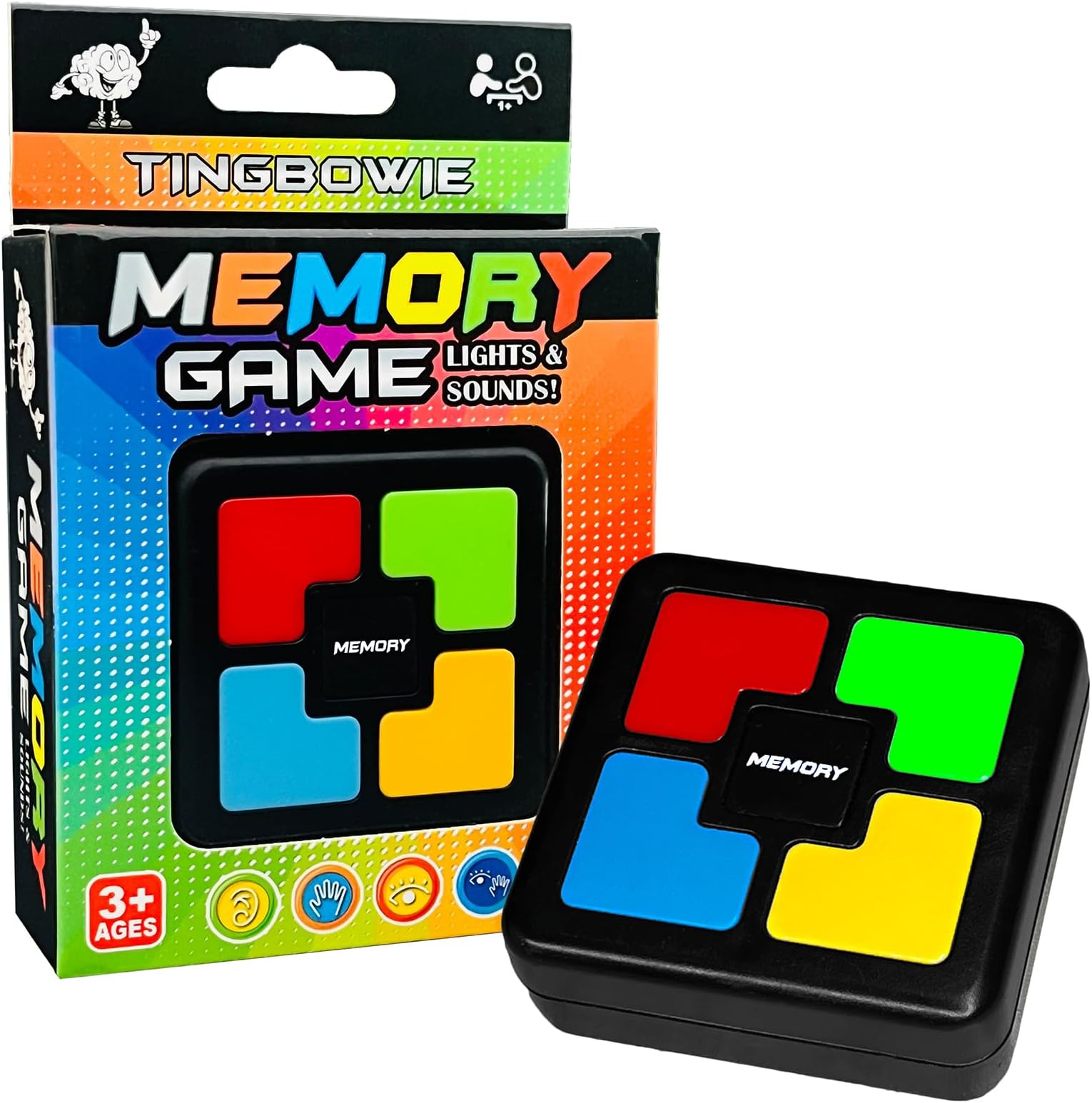 tingbowie Lights Up Memory Game Handheld Electronic Toy, Color Memorizing with Lights and Sounds