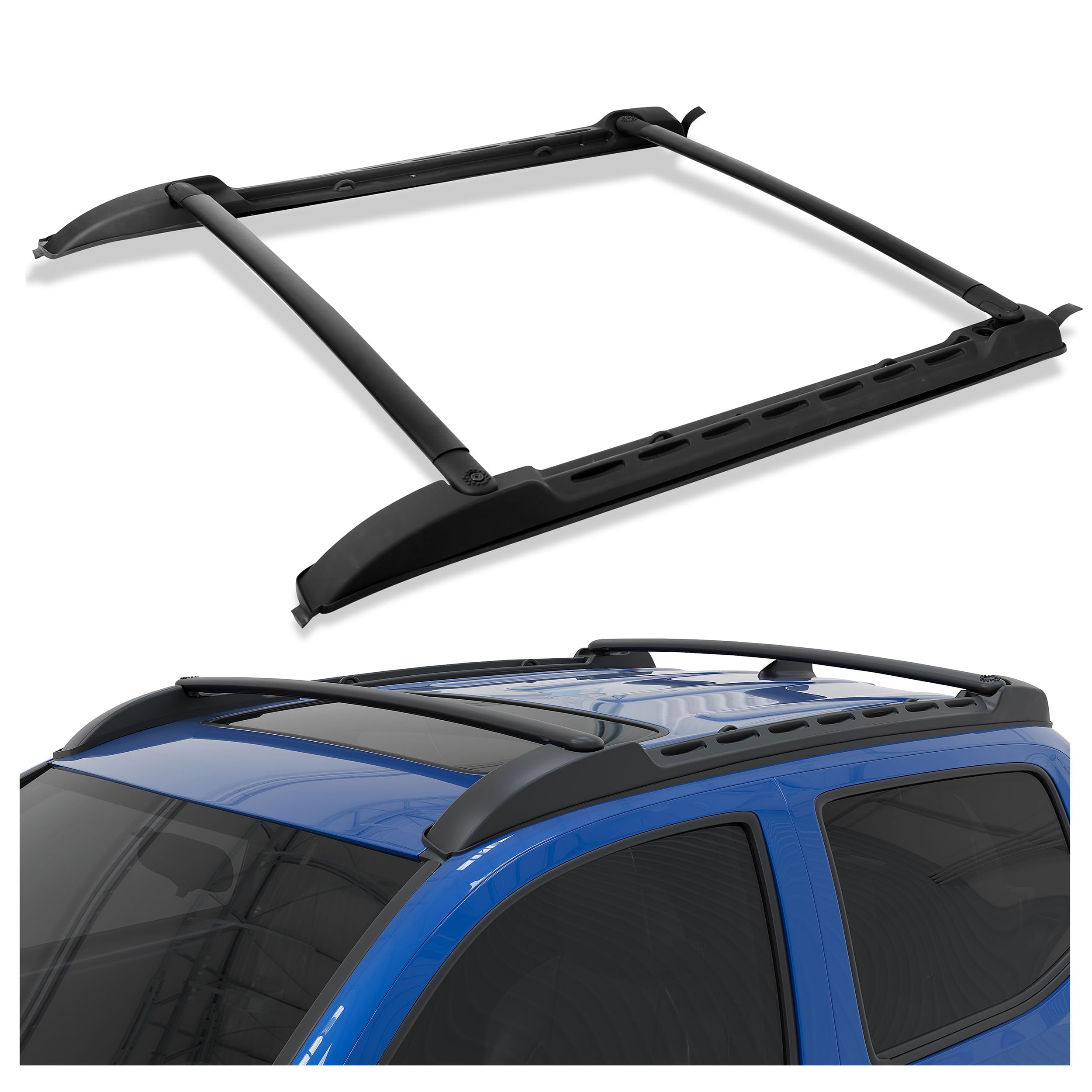 Photo 1 of HECASA Roof Rack Cross Bars Compatible with 2005-2023 Toyota Tacoma Double Cab Replacement for PT278-35170 Top Rail Crossbars Luggage Carrier Black Aluminum (Will Not Fit Access Cab)