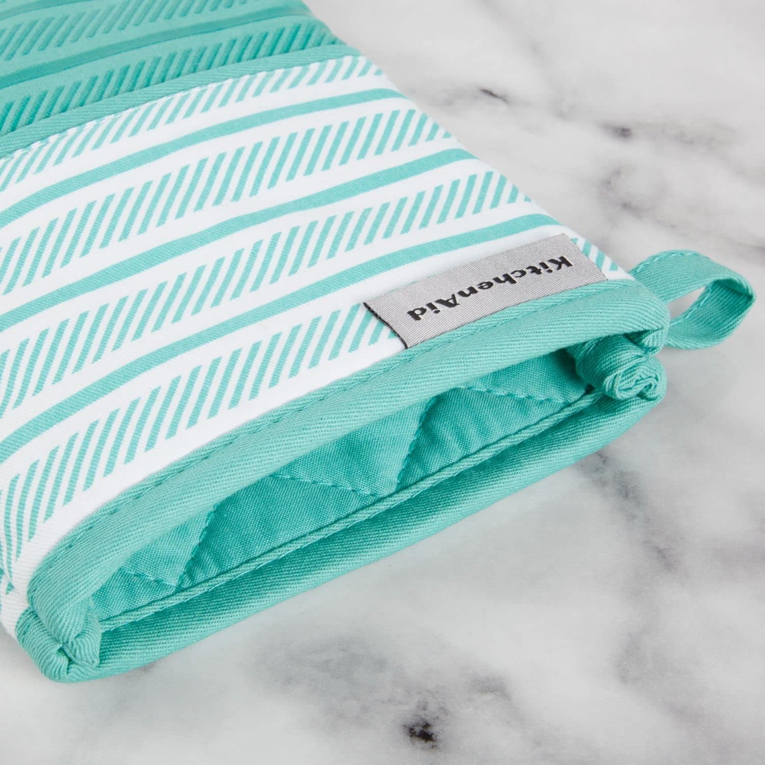 KitchenAid Albany Oven Mitt 2-Pack Set, Aqua Sky, 7"x13" - Image 3