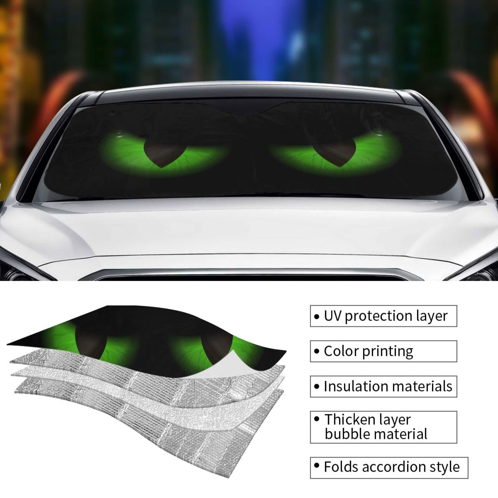Produktbild von Faltbarer Autosonnenschutz Auto Sonnenschutz Für Windschutzscheibe - Faltbar & Universell Windschutzscheibe Sonnenblende Faltbar UV Schutz Hitzereduktion