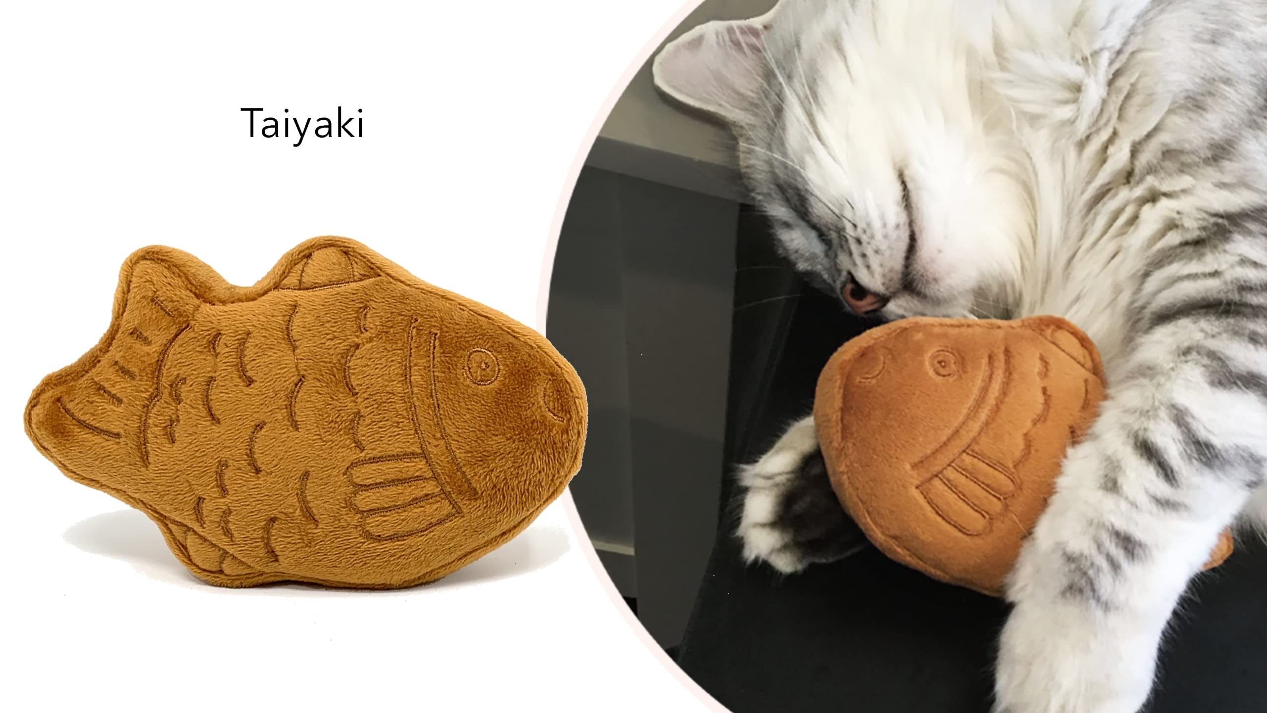 munchiecat Juguete de peluche japonés de menta gatera relleno de hierba gatera orgánica, regalo estilo Wagashi para gatos y gatitos, 2 piezas (Taiyaki)