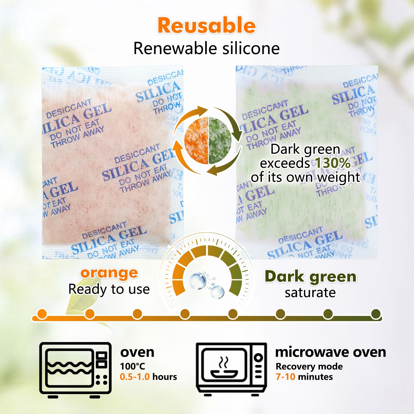 Gigmeta 20 g x 20 Pcs Bolsas de Gel de Sílice Deshumidificadoras con Indicador Naranja/Verde