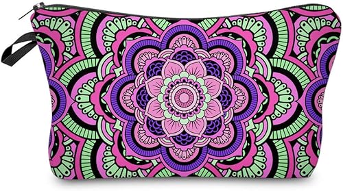 Deanfun - Bolsa de maquillaje impermeable con diseño de mandala y flores impermeable espaciosa cosmetiquera bolsa de viaje ideal como regalo