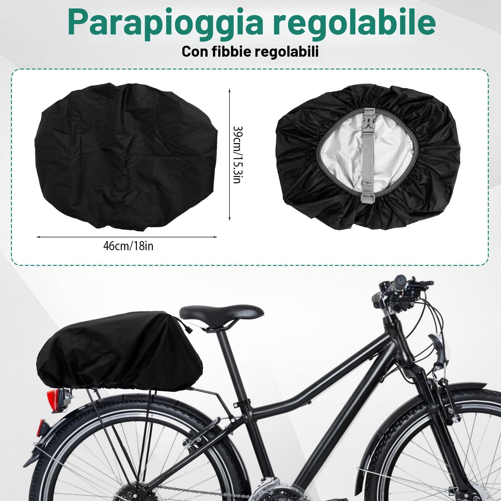 3 in 1 Borsa per Portapacchi Bicicletta, 10 l impermeabile borsa Bici Posteriore Borsa Portabiciclette Portapacchi per bicicletta Riflettente Copertura Anti-Pioggia per iaggi All'Aperto Biciclettas