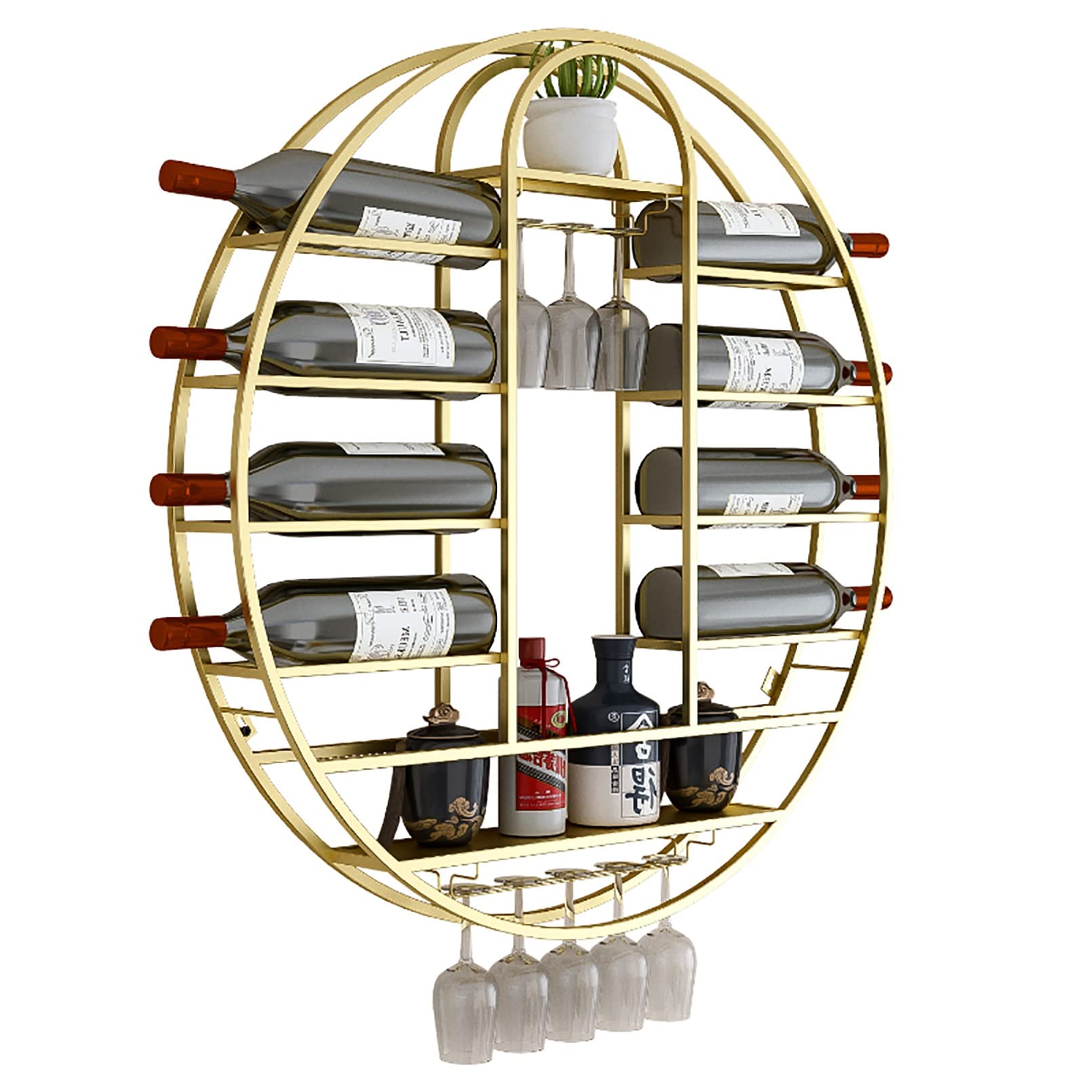 Étagères flottantes de bar pour bouteilles de vin avec support à gobelets suspendu simple