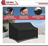 Vista 4 de Funda impermeable para sofá de patio de 2 plazas, fundas para muebles de exterior para sofá biplaza/sofá con rejillas de ventilación y asas, 60