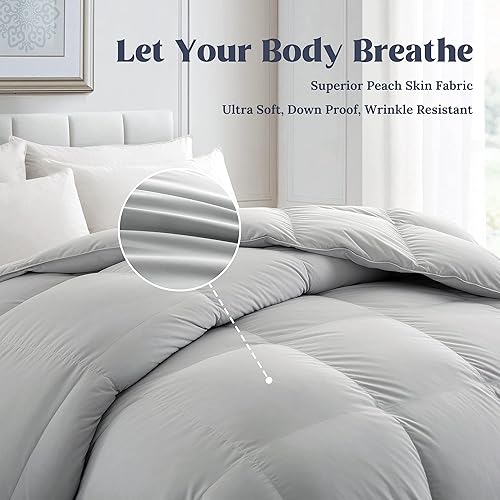 Miniatura 4 de puredown Edredón de plumas tamaño individual, relleno de edredón para todas las estaciones, colección de hotel, edredón acolchado mediano y cálido