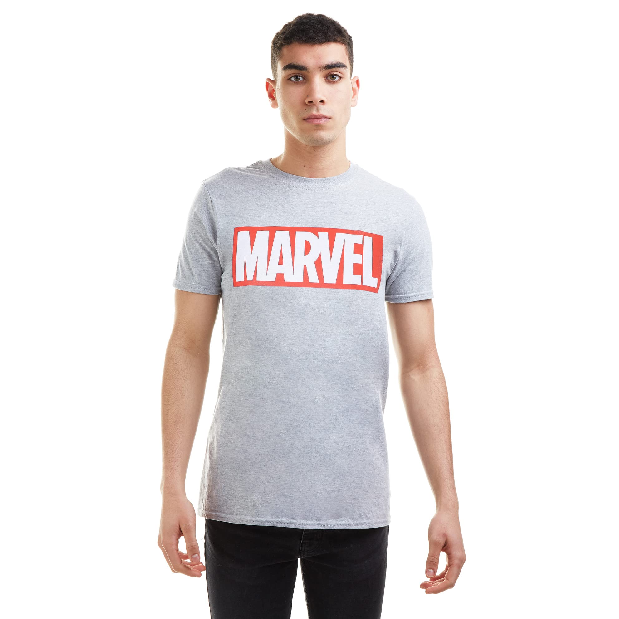 Marvel Men's Grey Core Logo Cotton T-Shirt Black in Size 2XL, Sports Direct