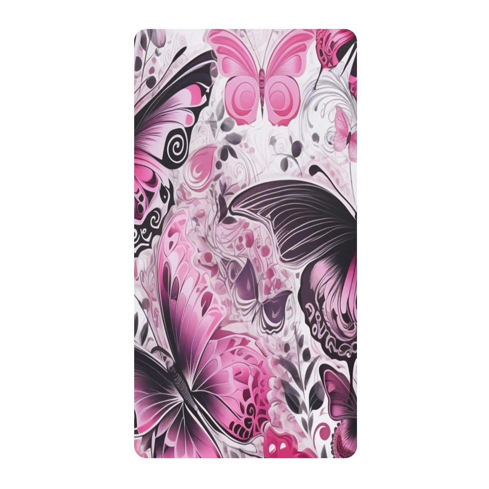 PatróN De Mariposa Rosa Sábana de Cuna para Niños Pequeños,Sábanas de Algodón Suave para Bebés Aptas para Colchón Corralito