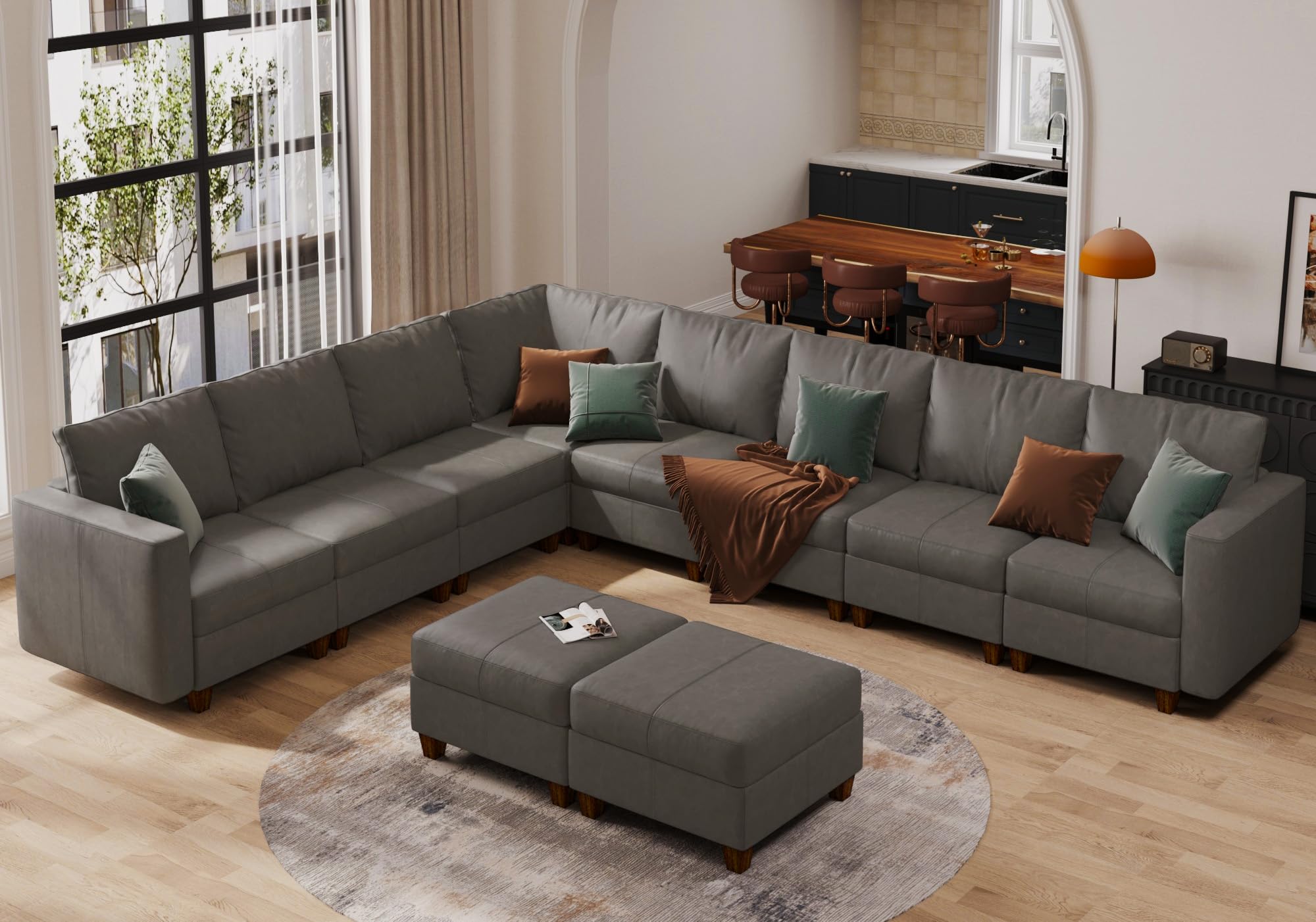 EASE MOOSE Faux Leather Sectional Couch
