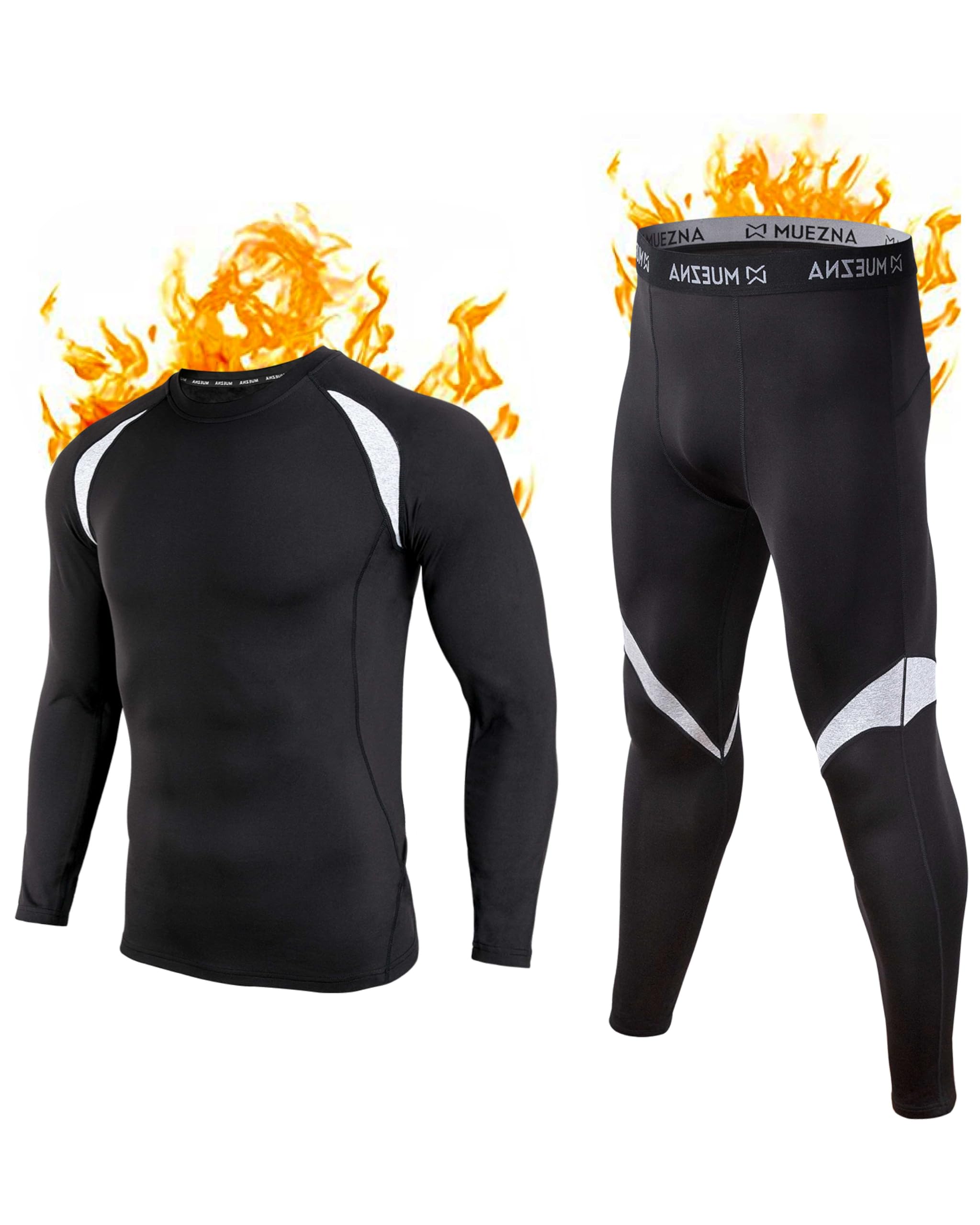 Men's Thermal Top and Bottom Set Underwear Long Johns Base Layer with Soft Fleece Lined