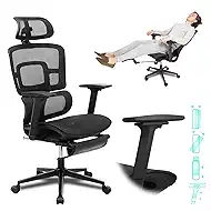 Ergonomic Office Chair with Footrest, 4D Adjustable Armrests, Comfy Swivel Rolling Mesh Computer Desk Chair with Lumbar Support, Wheels for Office, Home, Gaming, S2 Elite