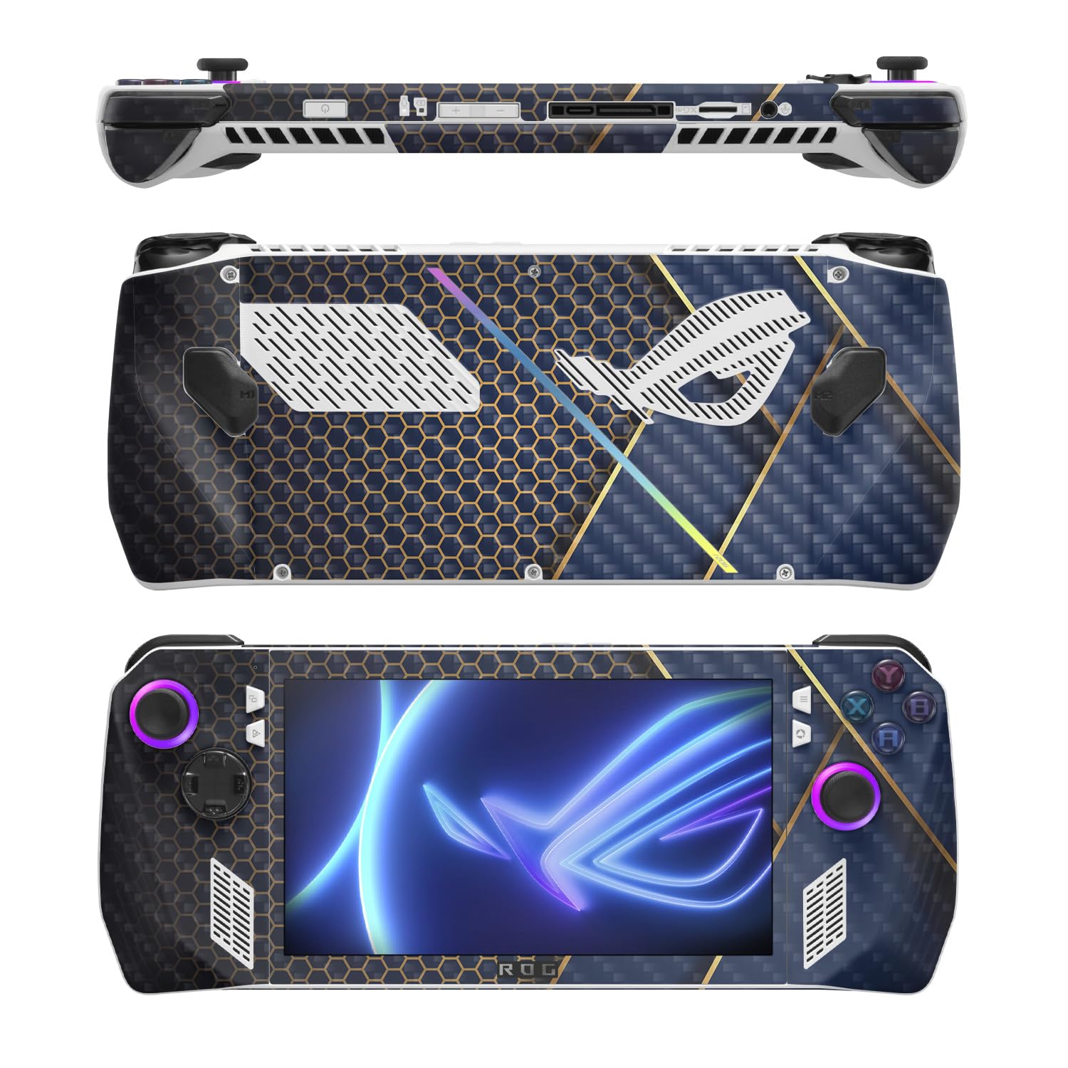 MightySkins Carbon Fiber Skin Compatible with Asus ROG Ally - Modern Hex | Protective, Durable Textured Carbon Fiber Finish | Easy to Apply