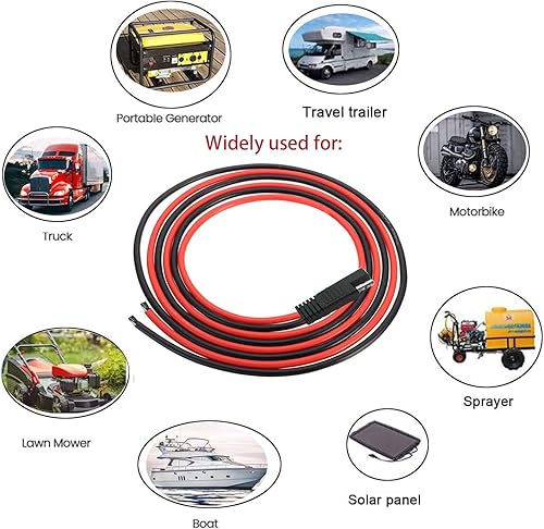 Miniatura 5 de Cable de extensión SAE de 10 AWG, enchufe de desconexión de conexión de liberación rápida de 2 pines, arnés de cable de desconexión rápida SAE para