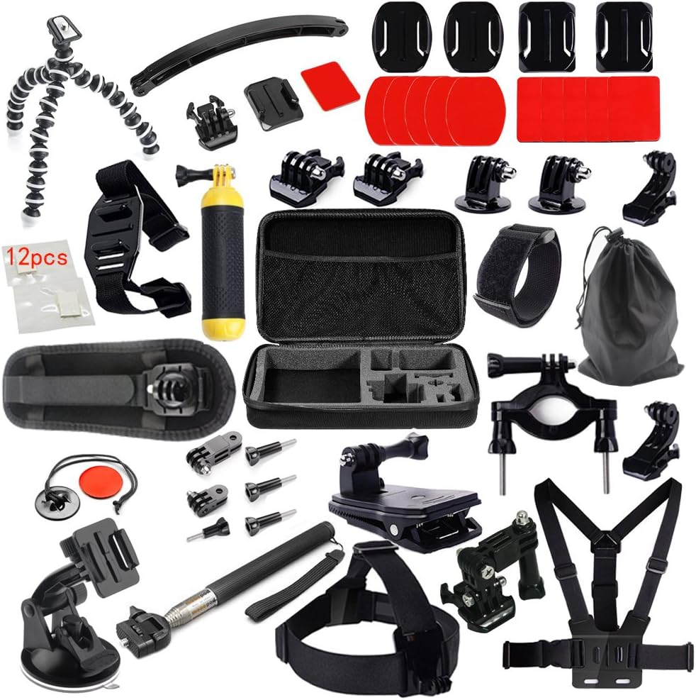 MCOCEAN Accessory Kit for GoPro Cameras (Silver Black, 38-Pieces)