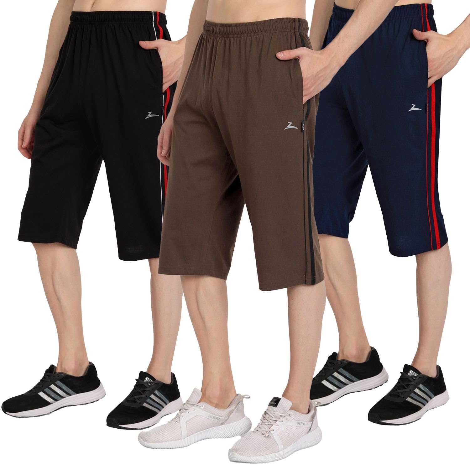 zeffit Men's Casual Shorts, Side Stripe, Elasticated Waist, Pack of 2-picture-45