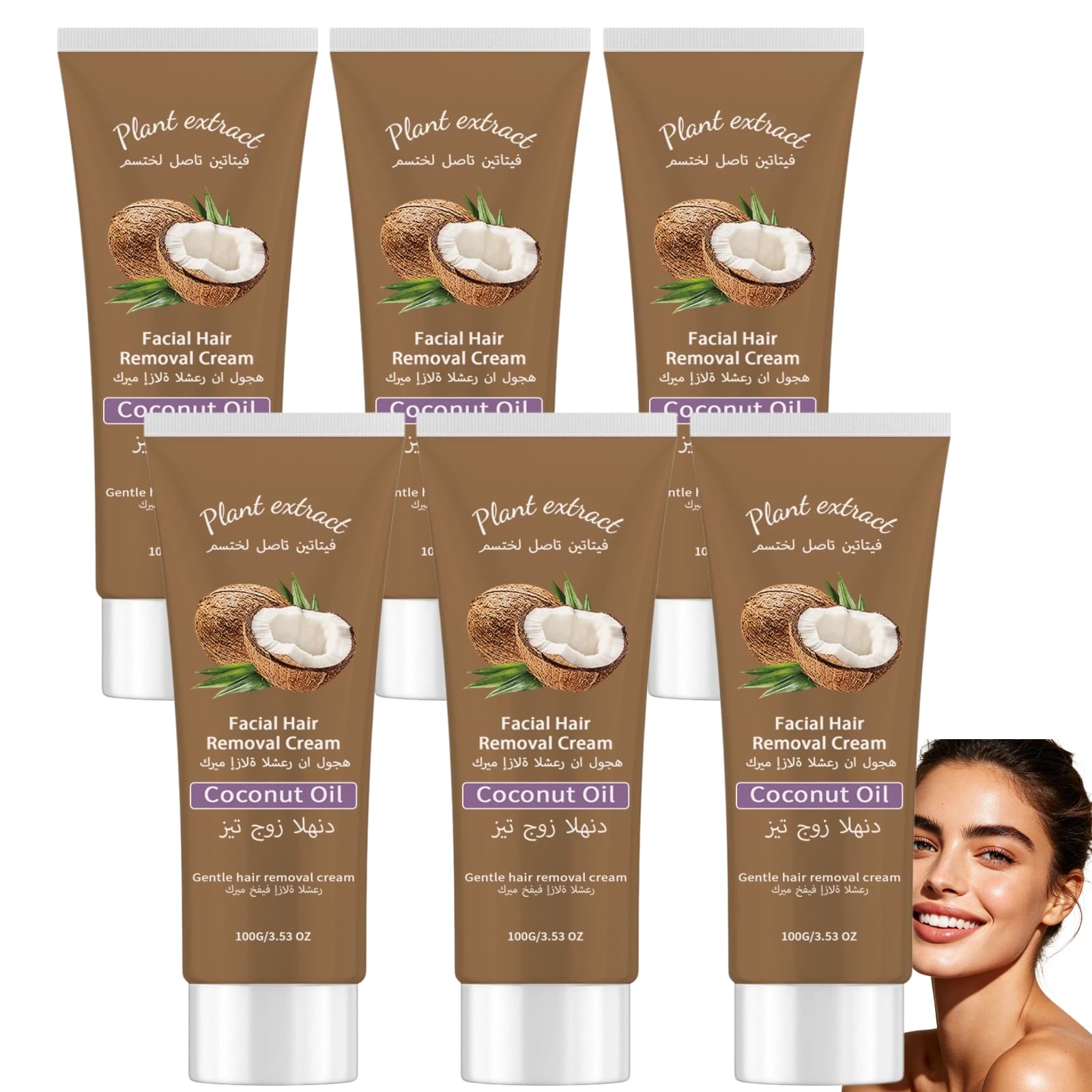 Crema depilatoria delicata con olio di cocco per il viso, indolore e delicatamente. Formula naturale idratante e lenitiva, adatta a tutti i tipi di pelle, lascia la pelle liscia. 6 pezzi | Epilatorio viso e corpo, idratante e lenitiva, con estratti vegeta