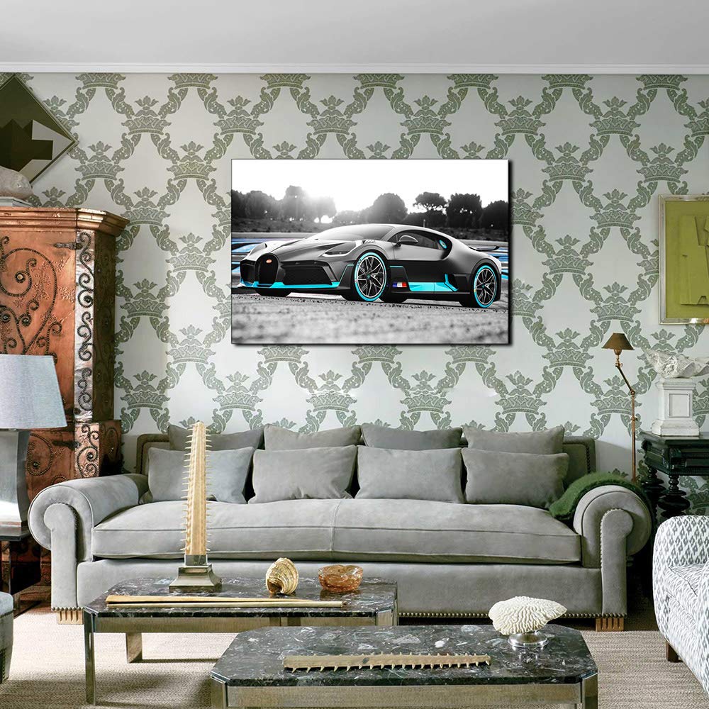 Pięć sprzedawców samochodów sportowych na torze autorstwa Bugatti Malarstwo Płótno Wall Art Nowoczesna Dekoracje Do Domu Dekoracje Do Salonu Sypialnia Galeria (z ramą, 60_x_90_cm)