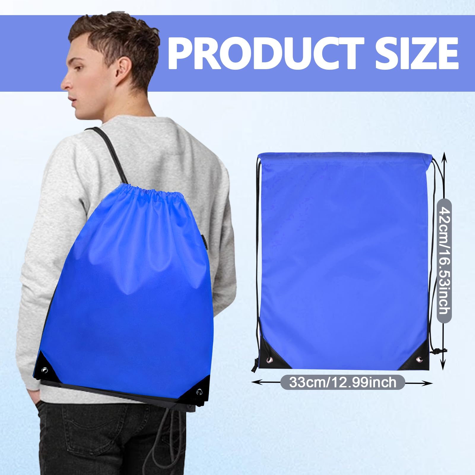YONEEKSS 2 Pack Drawstring Bags, PE Bags Drawstring Gym Bag for Kids Adults String Swimming Bag Trainer Bag - Image 2