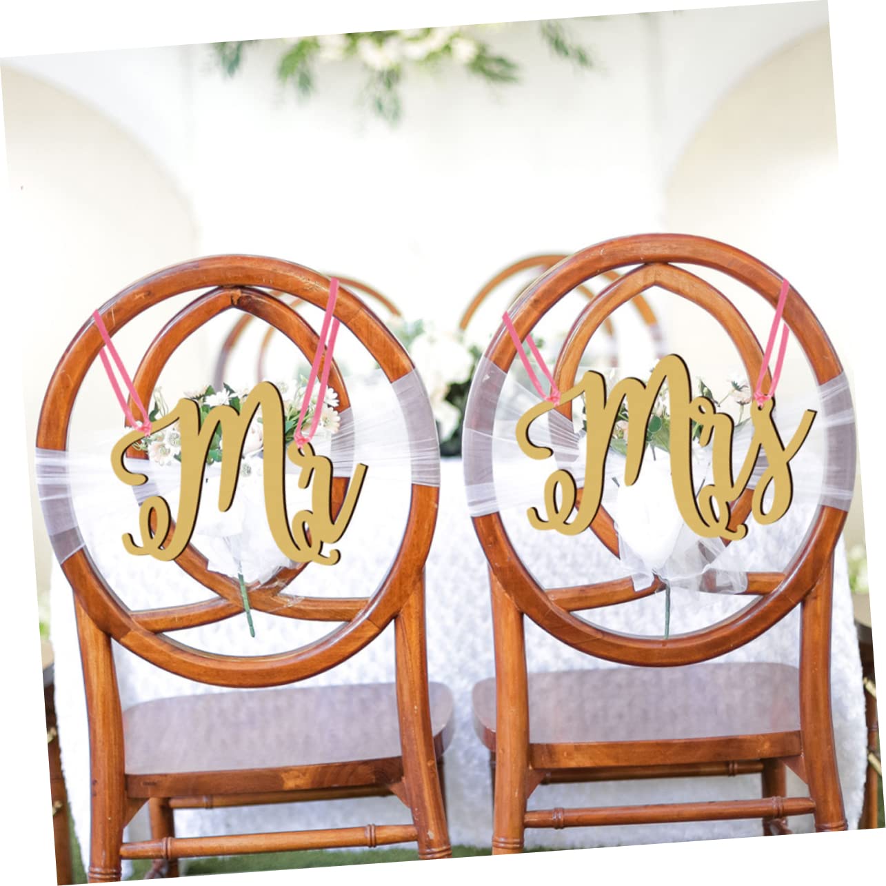 Ciieeo 3ensembles Décorations De Mariage Bois Pour Chaises Panneaux Suspendus Mr Mrs Ornements Élégants Pour Cérémonies Anniversaires Et Fêtes De Saint-valentin