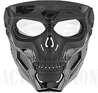 Vista 2 de ACTIONUNION Máscara Airsoft Cara Completa Calavera Balaclava Máscara Cara Hombre Máscara Esqueleto Táctica Máscara Protectora Paintball Máscara