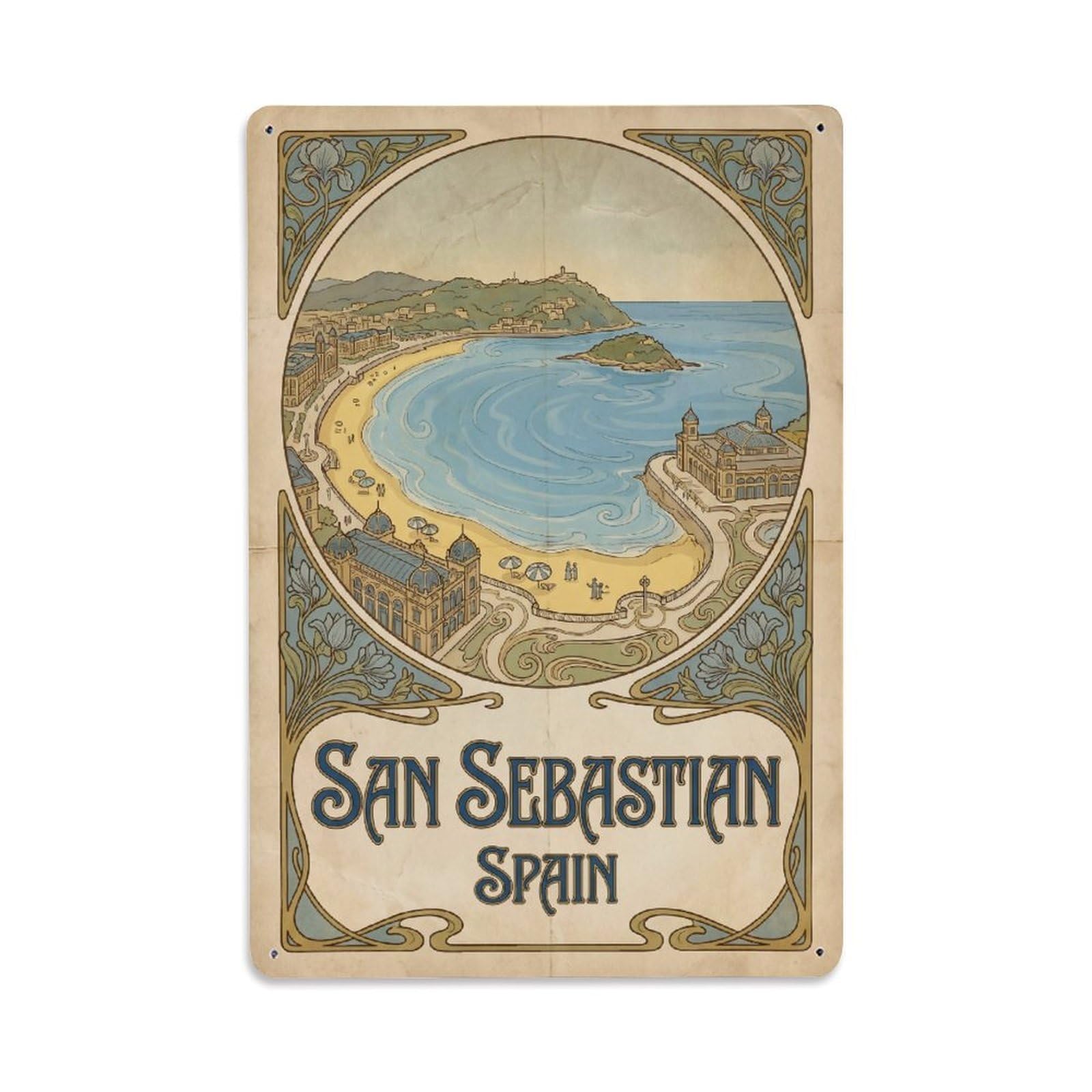 Spain San Sebastian Travel Metal Tin Sign