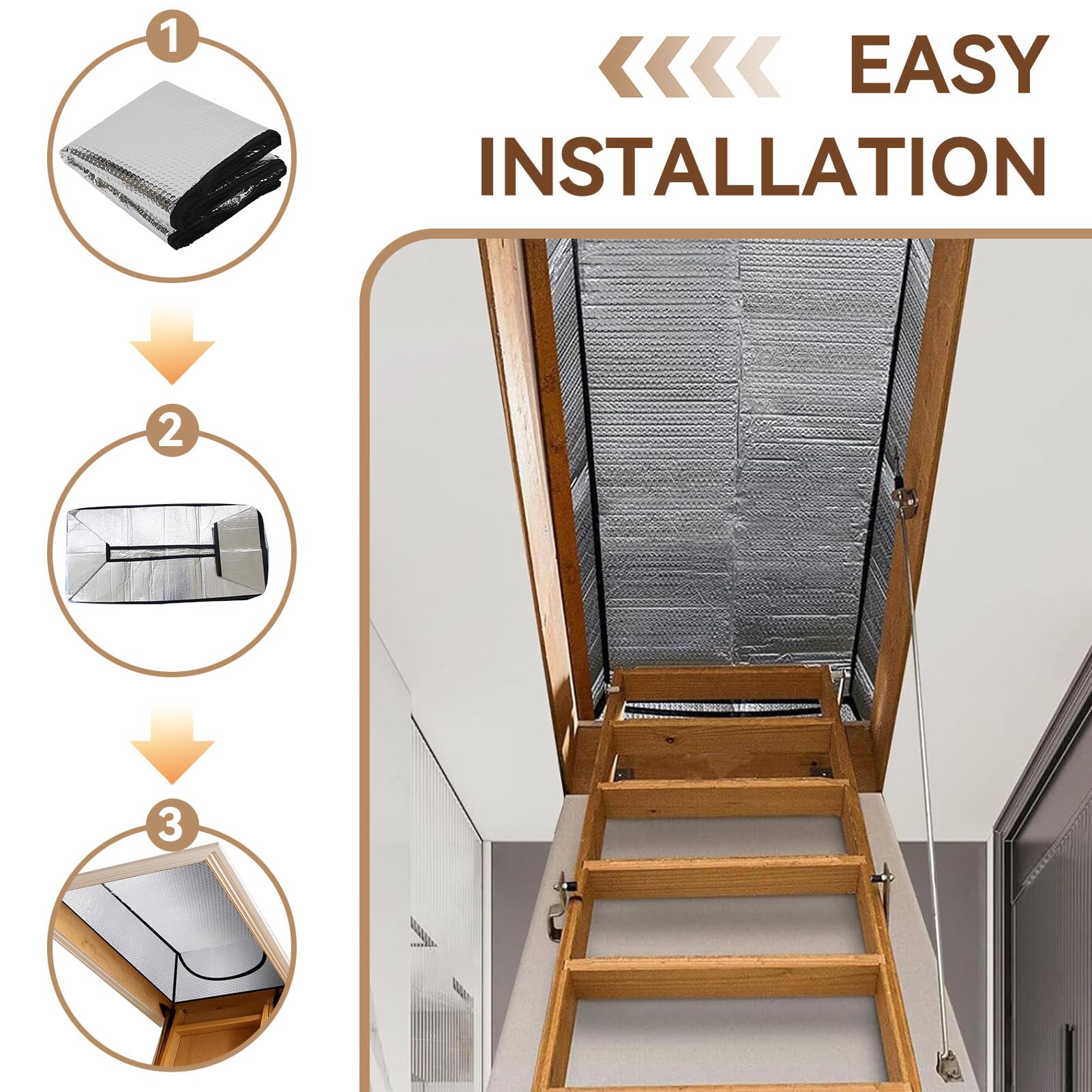 Dachbodentreppen Isolierung Abdeckung, 67x140cm/26,4x55,1 Zoll Aluminium Dachboden Treppe Isolierabdeckung Energiesparende Dachbodentreppen Leiter Isolator Down Isolator für Sommerhitze Winterkälte