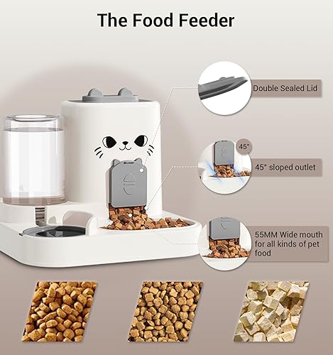 Miniatura 4 de Gravity - Comedero para gatos, dispensador de agua y comida para gatos 2 en 1, juego de dispensador de agua y alimentos pequeños para mascotas