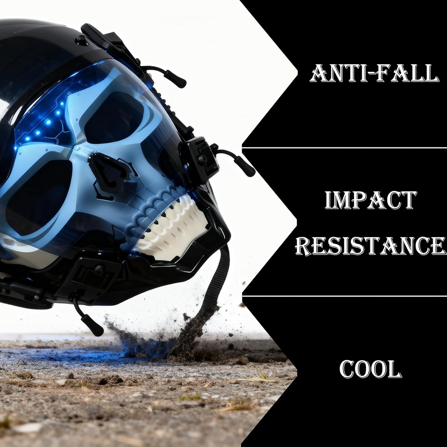 Futuristic Techwear Sci Fi Gothic Mask, Airsoft Skull Full Face Protective Mask, Halloween Cosplay Costume Suitable for Outdoor Sports CS