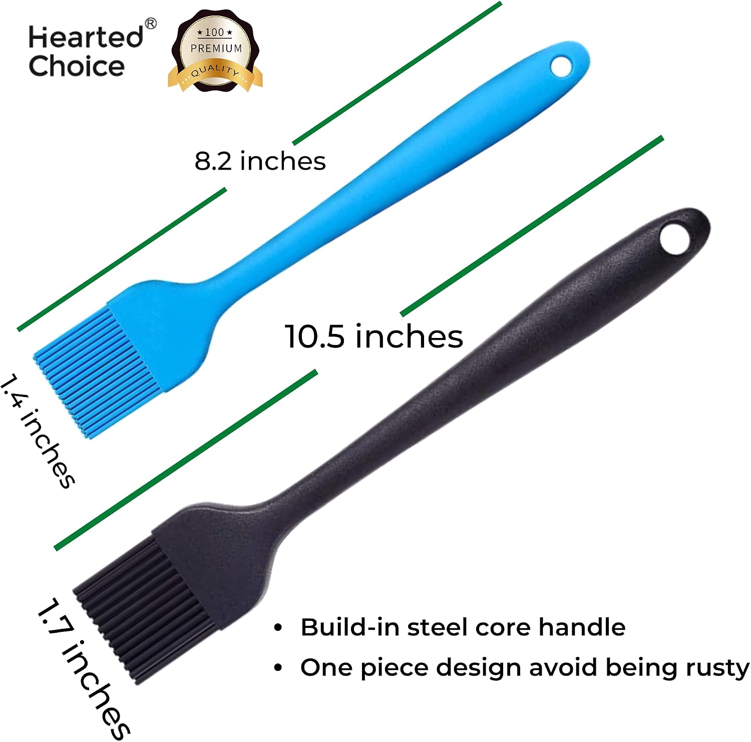 Silicone Basting Brush Set of Two Long Handle Pastry Brush for Grilling, Baking, BBQ and Cooking
