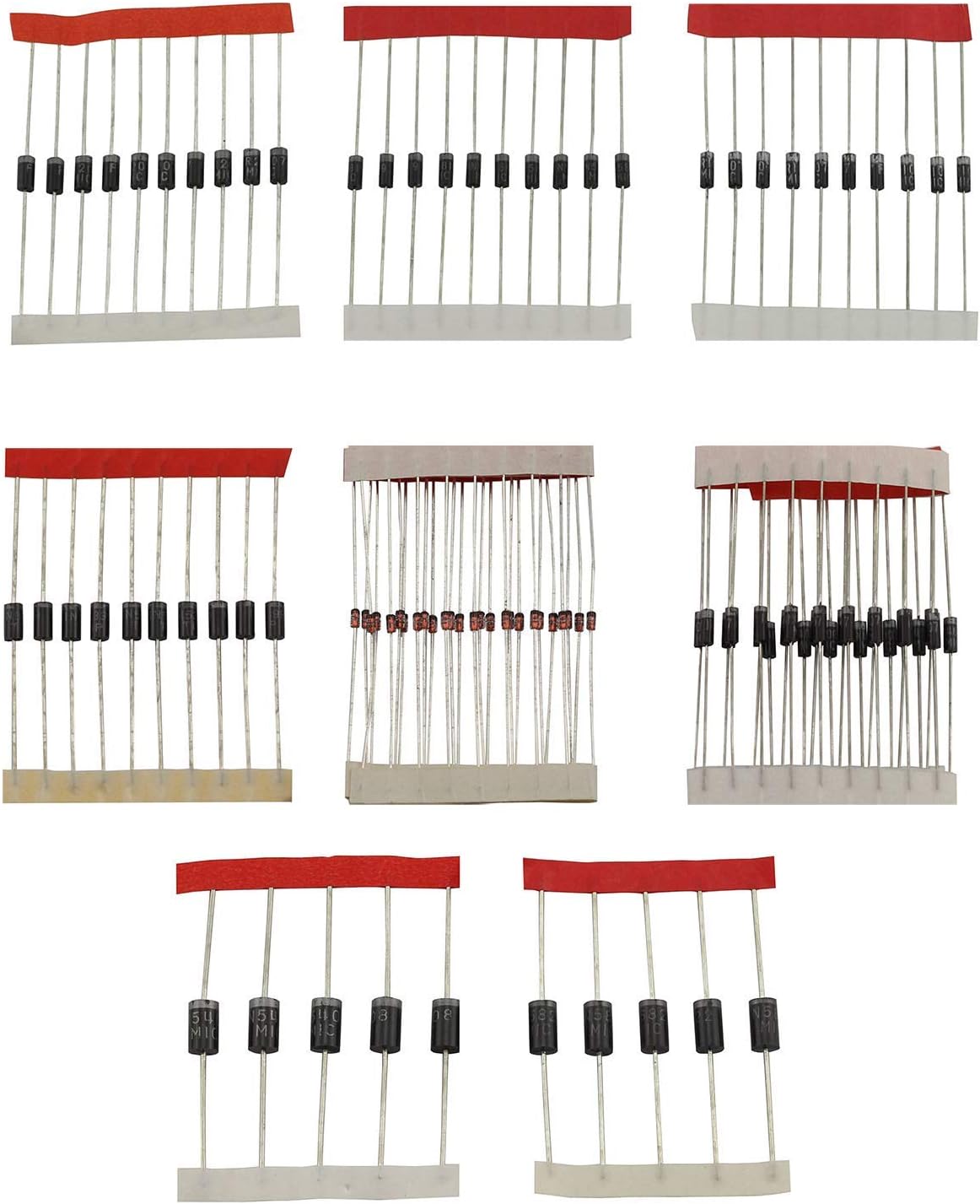 Kit 100 Diodi Raddrizzatore - 8 Valori Diversi - 1N4148, 1N4007, 1N5819, Ecc.