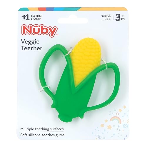 Miniatura 8 de Nuby Mordedor de silicona para frutas y verduras de 2 mangos - 3+ meses (naranja)