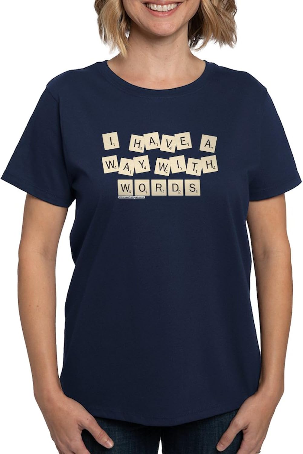 CafePress Scrabble Way with Words Women's Classic T Shirt Womens Cotton Dark T-Shirt
