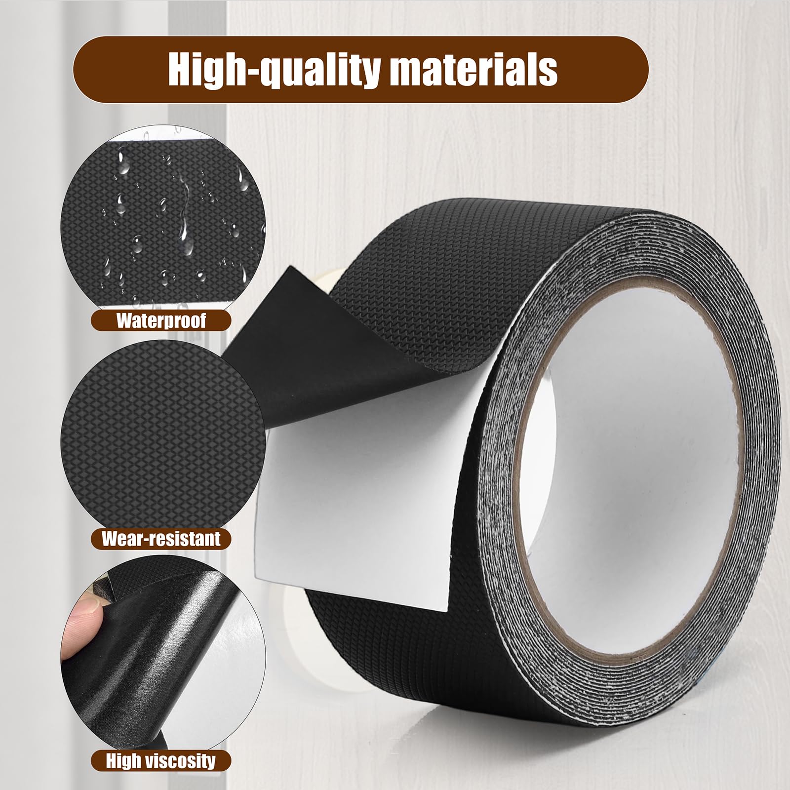 Ruban Antidérapant Auto-adhésif 5 cm x 5 m Noir pour Escaliers Intérieur Extérieur