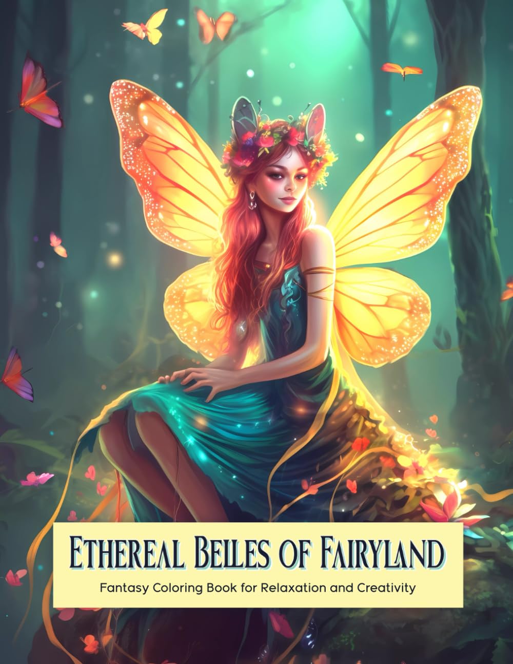 Ethereal Belles of Fairyland: Fantasy Fairies Coloring Book for Relaxation, Creativity, and Stress Relief for Teens and Adults