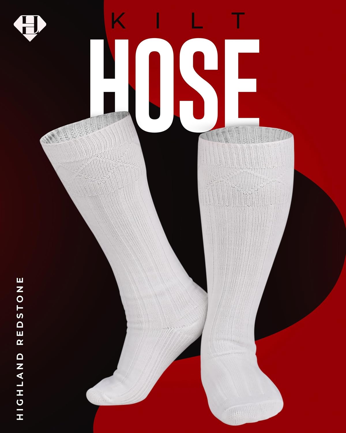 Highland Scottish Wool Blend Kilt Hose for Men Ribbed Socks for USA Shoe Sizes - Image 3