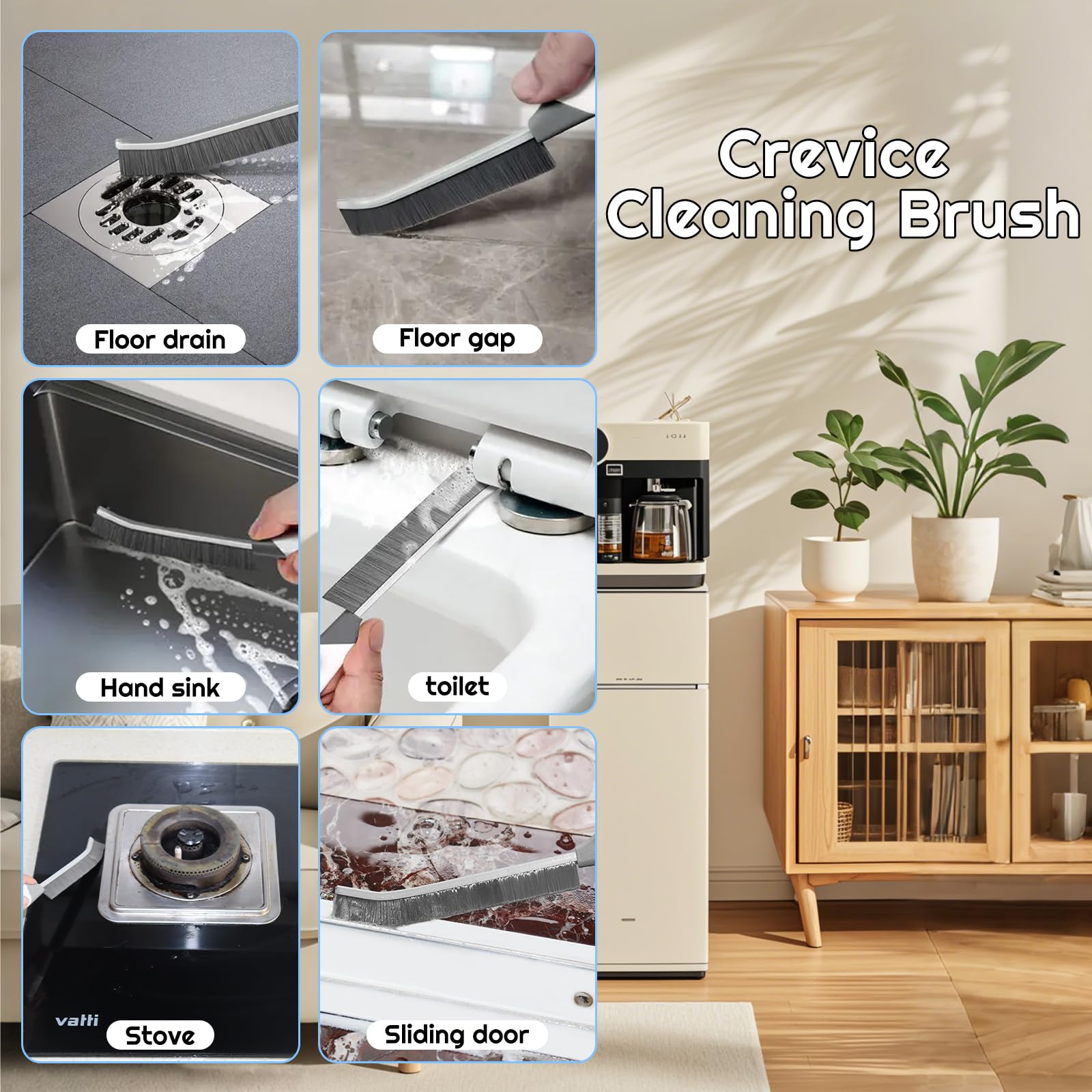 YAGE Lot De 3 Brosses De Nettoyage Pour Rainures De Carrelage De Salle De Bain - Outil De Nettoyage à Main à Long Manche - Outil De Nettoyage Pour La Maison Et