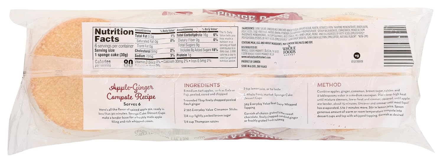 Whole Foods Market, Sponge Cake Dessert Cup, 6 ct