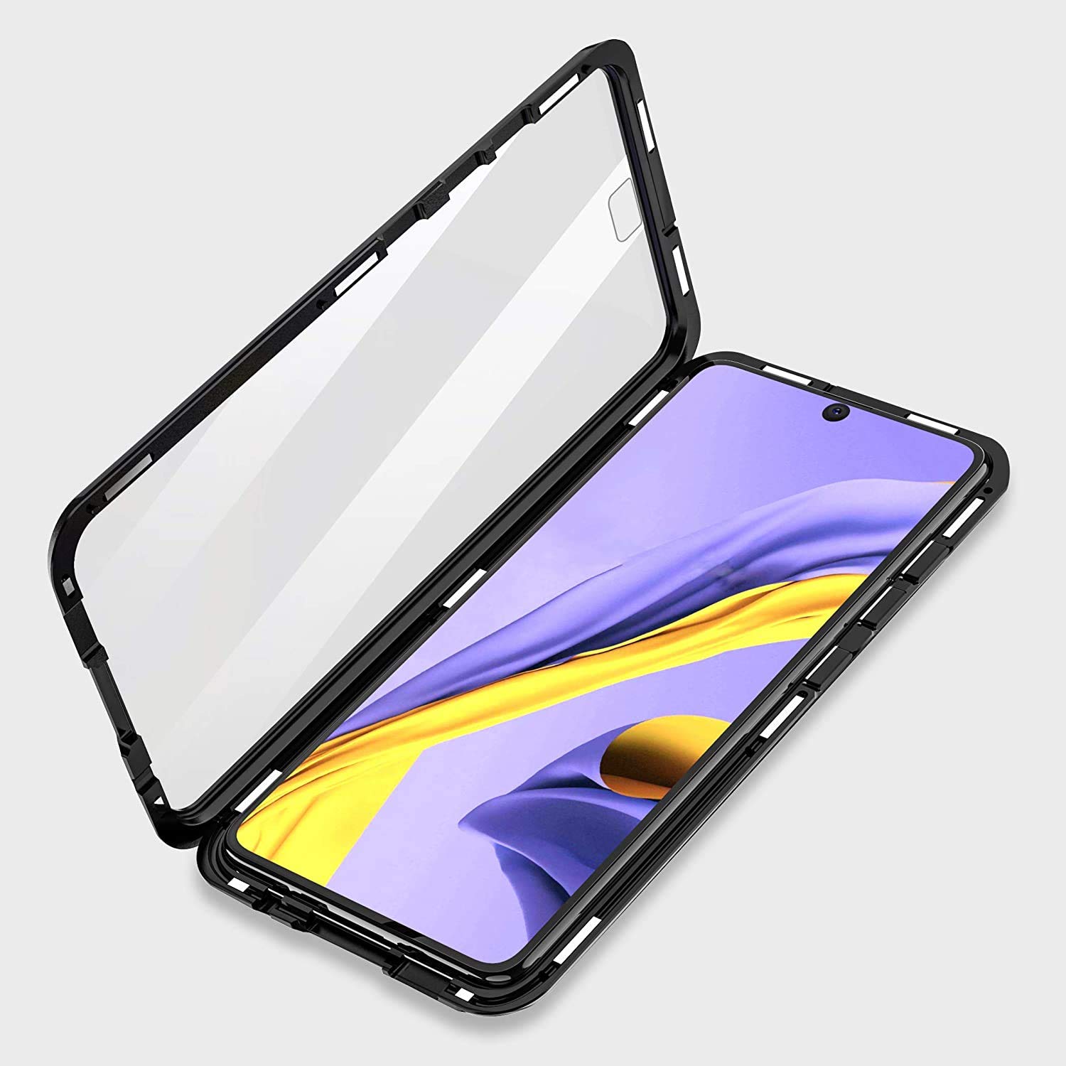 Custodia Magnetica Per Xiaomi Mi 12 / 12X - Cover Bumper In Metallo Con Vetro Temperato Trasparente 360° - 3
