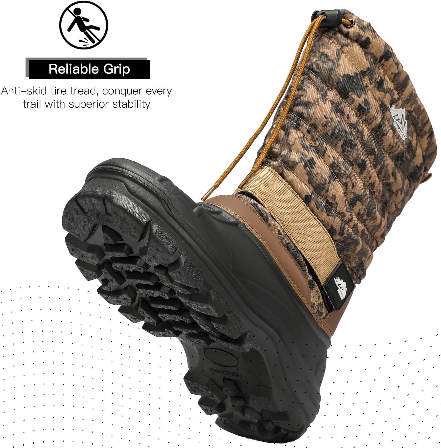 Kricely Men's Snow Boots Waterproof Non-Slip Outdoor Hiking Athletic Warm Fur Boot Comfortable Causual Cold-Weather Boots - Image 4