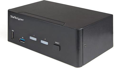 StarTech 2-Port Dual HDMI KVM Switch with 4K 60Hz UHD HDR and USB 3.0 Hub