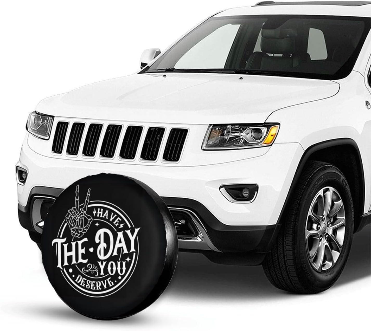 Spare Tire Covers for Trailers,Have The Day You Deserve Wheel Protectors Waterproof Sun Protection Universal Fit for Trailers Rv SUV Truck Camper Travel Trailer Accessories,14 inch
