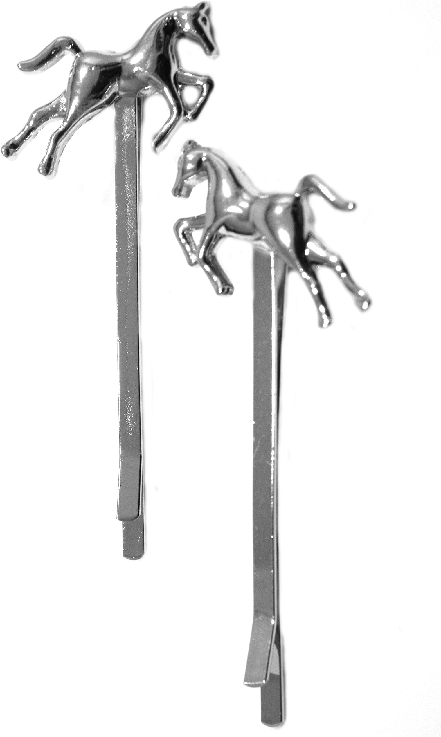 Set of 2 Silver Plated Horse Hair Grips Slides