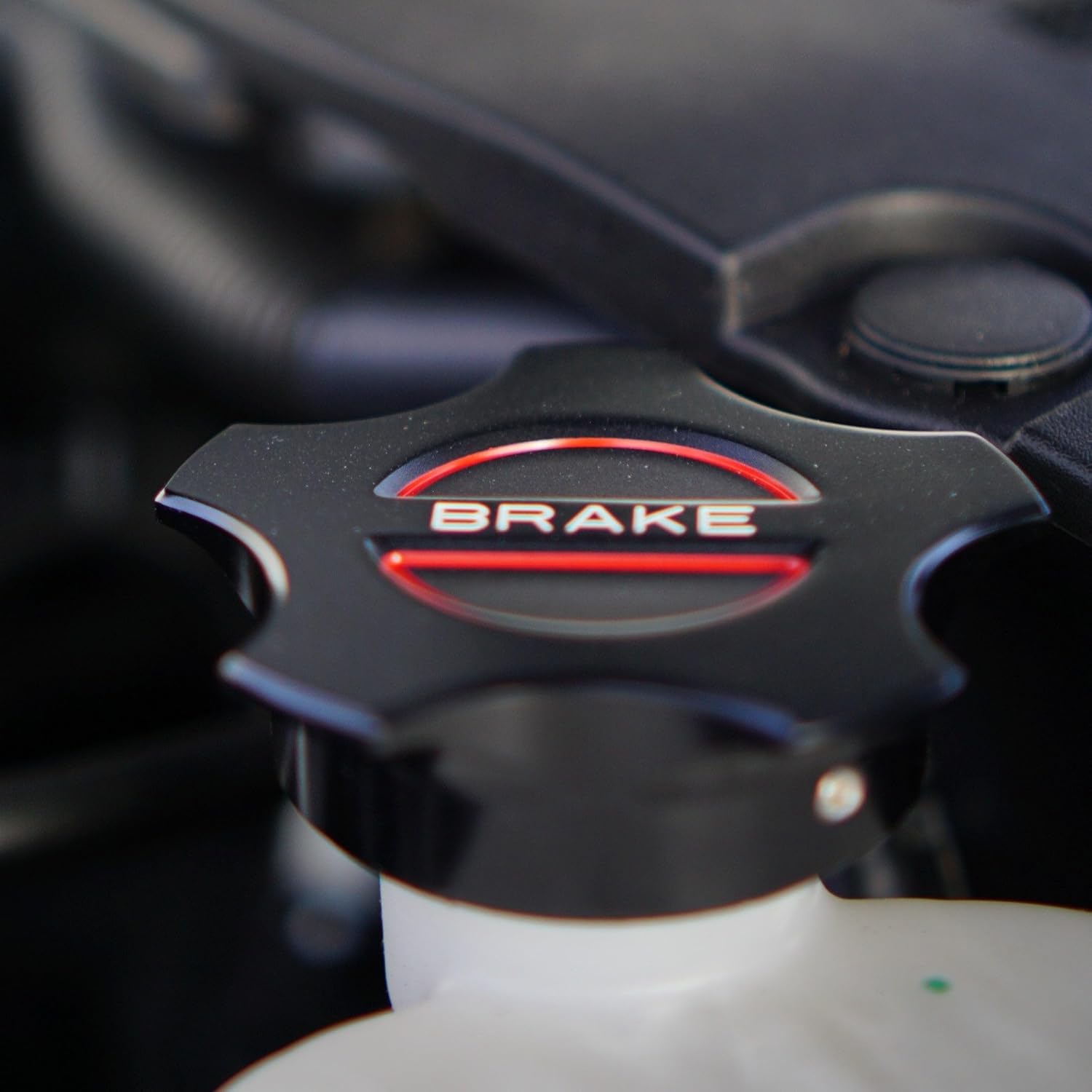 Billet Aluminum Brake Fluid Cap Cover for 2005-2025 Ford Mustang; Anodized Black