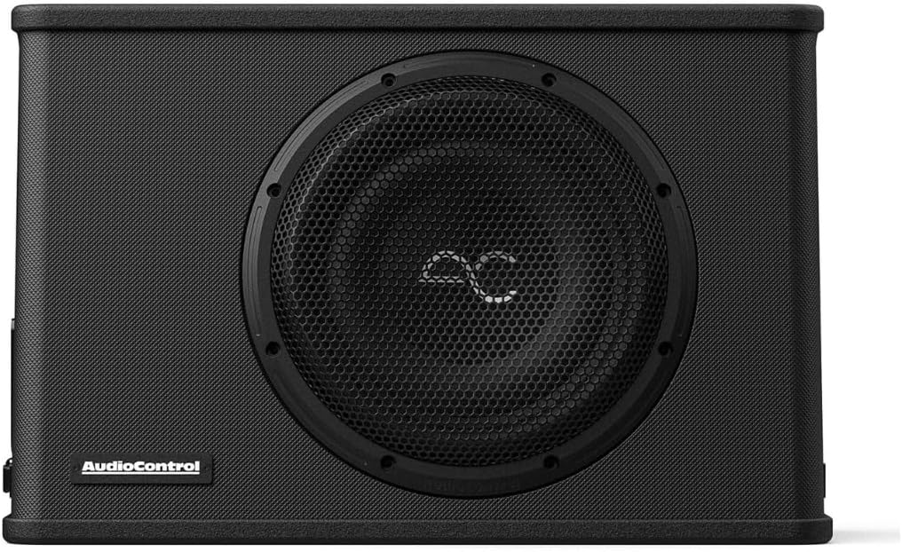 AudioControl Space Series Loaded Sealed Wedge Car Audio 12" Subwoofer Box Enclosure, Slim Low-Profile Underseat 400W RMS/600W Max, 2 Ohms