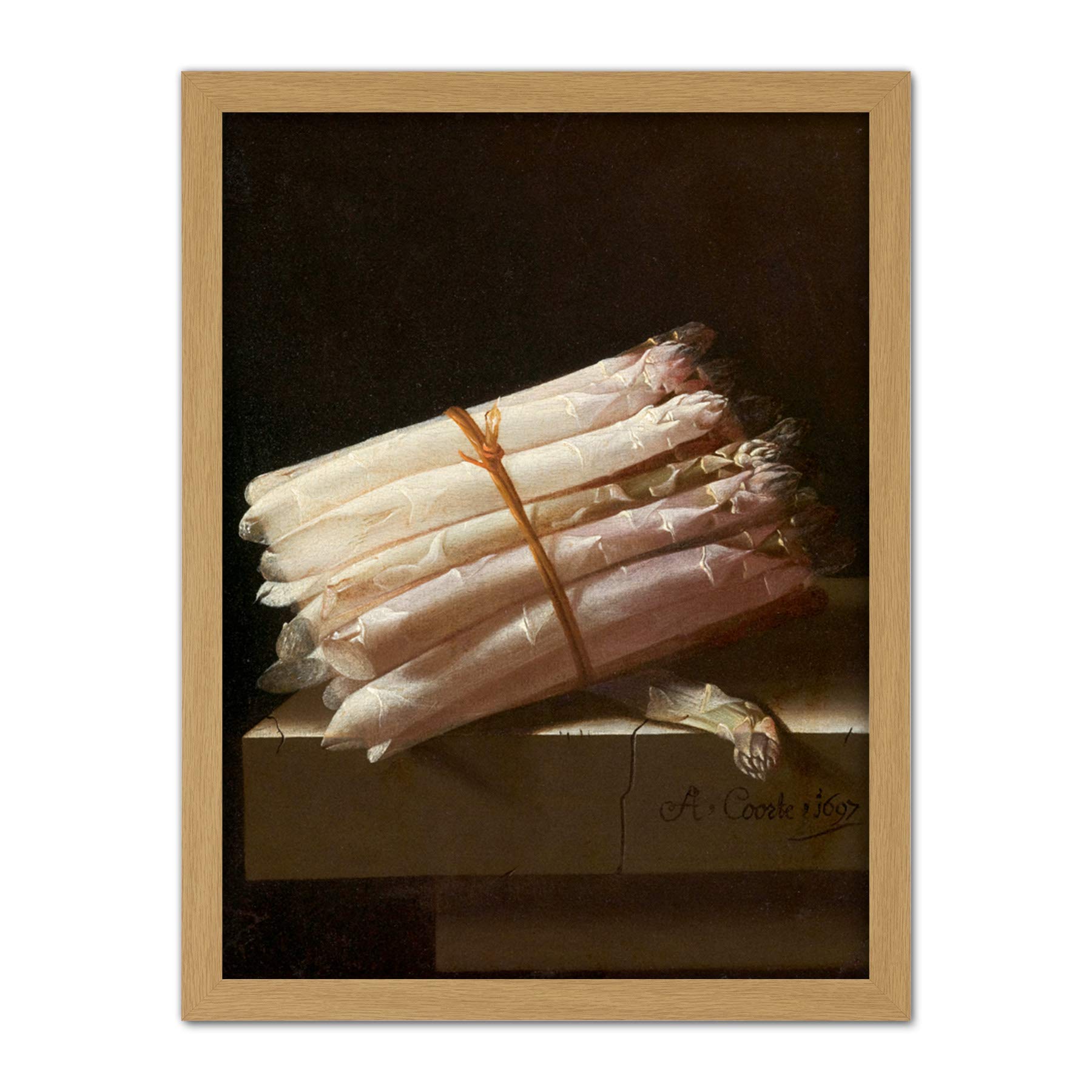 Artery8 Adriaen Coorte Still Life With Asparagus Painting Artwork Framed Wall Art Print 18X24 Inch