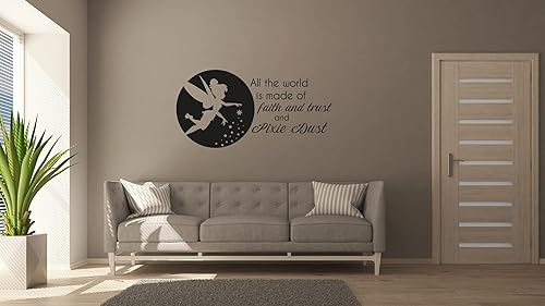 Miniatura 3 de Tinker Bell - Adhesivo decorativo para pared con frase "All The World is Made of Faith and Trace", decoración de pared para el hogar, habitación,